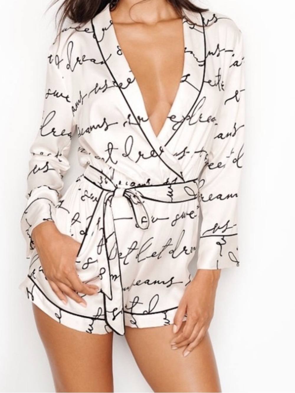 Victoria's Secret "Sweet Dreams" satin pajama Wrap Romper Sleep Wear